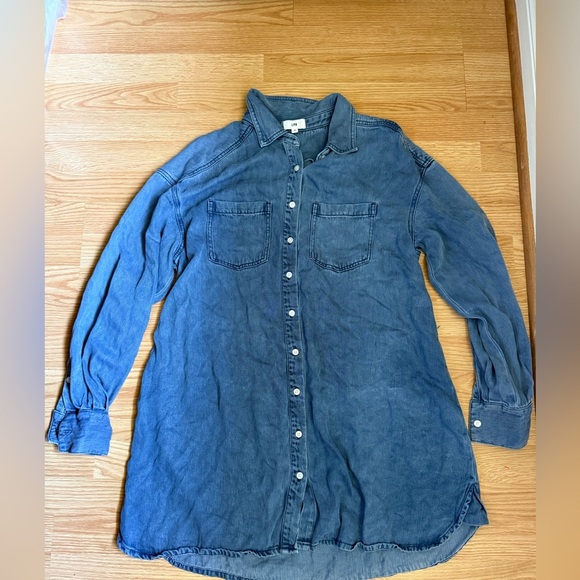LPA Blue Denim Button-Up Shirt Dress with Belt Size Medium - Picture 2 of 7